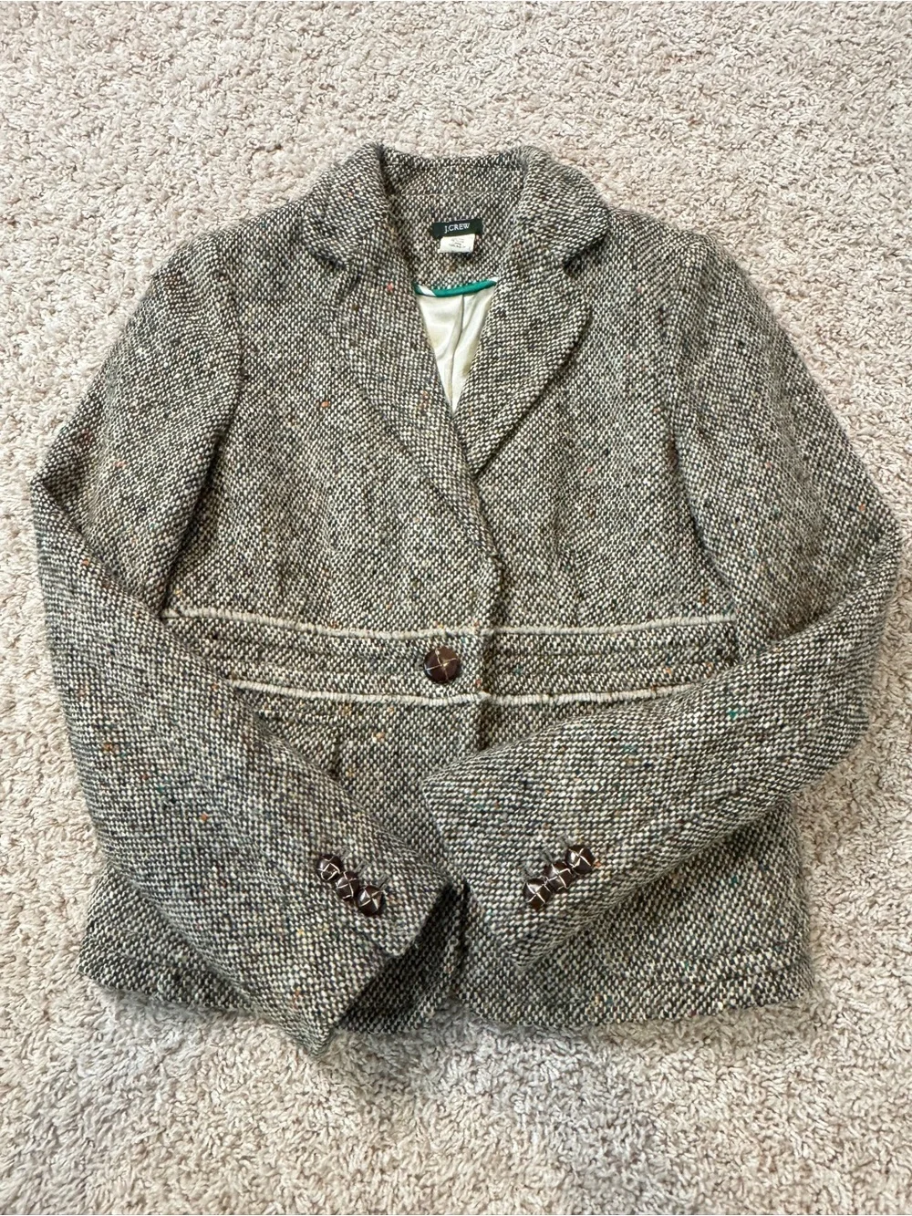 Vintage 2005 J Crew Wool Alpaca Tweed Blazer Jacket Size 8 Style 72255